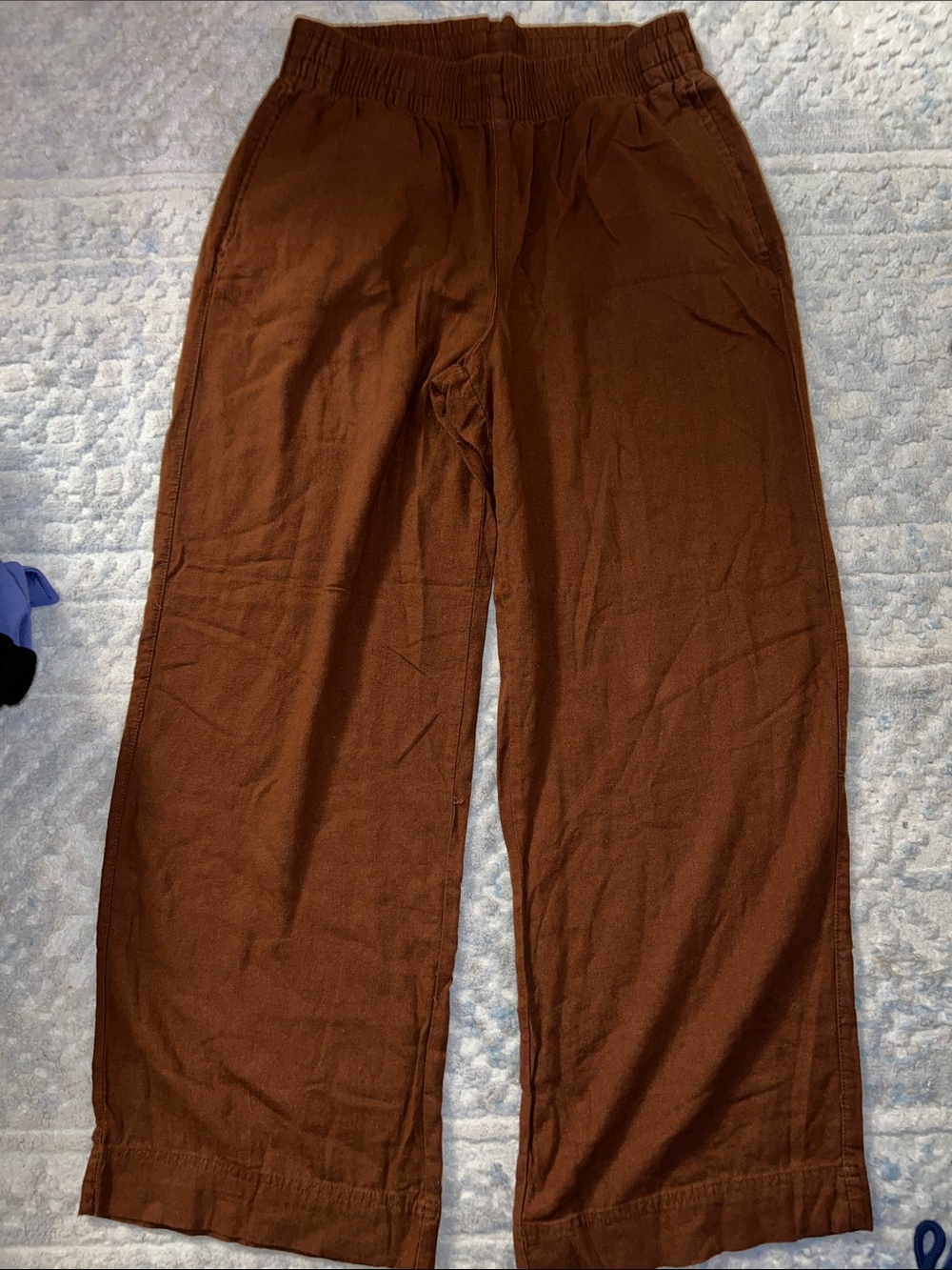 Women’s Elastic-Waist Brown Wide Leg Pants